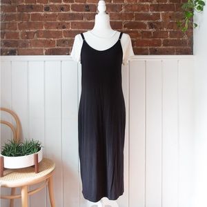 Calvin Klein Combo Double-Strap Midi Slip Dress In Black, Small